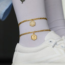 Ladies 14k Gold A-Z Initials Figaro Link Ankle Anklets Bracelet