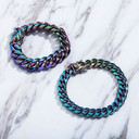 10mm 14mm Stainless Steel Fashion Rainbow Color Cuban Link Hip Hop Bracelet