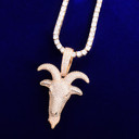 18k Gold Silver Bling Baphomet Goat Sheep Head Street Rock Hip Hop Pendant Chain Necklace