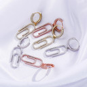 Ladies Flooded Ice Hoop Paperclip hip hop Fashion Bling Earrings 