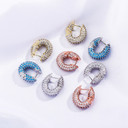 Ladies Beautiful Iced Fashion 3AAA Stone Bling Cube Earrings 