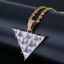 Flooded Ice Princess Cut Inverted Triangle All Iced Pendant Chain Necklace