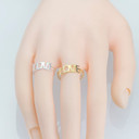 18k Gold .925 Silver Over Stainless Steel Resizeable LOVE Promise Rings