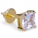 14k Gold / 925 Silver Princess Cut 6mm Simulate Diamond Bling Earrings