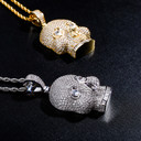 Totally Iced Full Micro Pave Stone Eye Hip Hop Skull Pendant Chain Necklaces