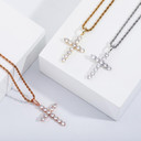 All Ice Top Fashion Hip Hop 14k Silver Rose Gold Cross Pendant Chain Necklace