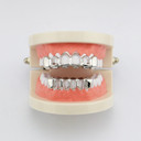 14k Silver Rose Gold Black Hematite Open Face Hip Hop Full mouth Grillz Teeth Gills Set