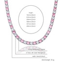 Pink Blue Iced 3mm-6mm Choker Style 1 Row AAA Tennis Chain Necklace 