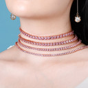 Pink Blue Iced 3mm-6mm Choker Style 1 Row AAA Tennis Chain Necklace
