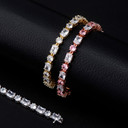 Ladies Silver Pink High Quality Square Round 6mm Fashion Bling Baguette Bracelet