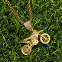 Hip Hop AAA Micro Pave Biker Boy Motorcycle 14k Gold 925 Silver Iced Bling Pendant Chain Necklace