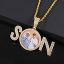 Custom Flooded Ice Baguette 2 Letters Son Hip Hop Picture Photo Pendant Chain Necklace