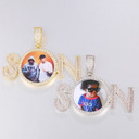 Custom Flooded Ice Baguette 2 Letters Son Hip Hop Picture Photo Pendant Chain Necklace