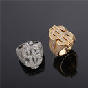  14k Yellow White Gold Flooded Ice Cash Money Dollar Sign Hip Hop AAA Bling Rings