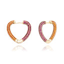 Ladies High Fashion Hoop Heart AAA Stone Yellow White Gold Bling Earrings 