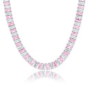 Pink Ice 10mm 14k Gold 925 Silver Baguette Chain Necklace 