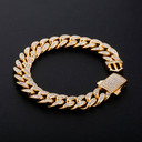 Mens Iced 12mm Stainless Steel Miami Cuban Link Spring Clasp Hip Hop Bracelets