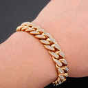 Mens Iced 12mm Stainless Steel Miami Cuban Link Spring Clasp Hip Hop Bracelets