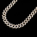 Mens 3 Row Ice AAA+ Water Stone Prong Set 12mm Open cut Cuban Link Chains Necklace