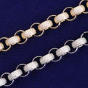 Flooded Ice 18k Gold .925 Silver 10mm Open Rolo Link Hip Hop Jewelry Chain Bracelet Set