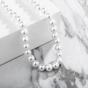 Ladies Classic Style Vintage Fashion Big Round White Faux Pearl Choker Chain Necklace 