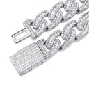 Mens 14mm Hip Hop Fashin Oval Baguette Prong Set Street Wear Bling Link Chain Necklace