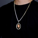 Flooded Iced Oval Custom Photo Picture Selfie Hip Hop Pendant Chain Necklace