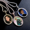 Flooded Iced Oval Custom Photo Picture Selfie Hip Hop Pendant Chain Necklace