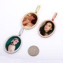 Flooded Iced Oval Custom Photo Picture Selfie Hip Hop Pendant Chain Necklace