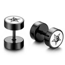 Stainless Steel Bling Street Wear Fashion 5 Star 14k Silver Black Earrings