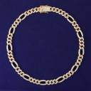 Mens 10mm White Yellow Gold Flooded Ice 5A Micro Pave Figaro Link Chain Necklace