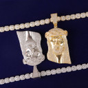 Big Boy Spiritual Swag Solid Back Jesus Head Piece 3A Bling Hip Hop Chain Pendant