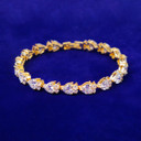 Ladies Soft Heart 24k Gold 925 Silver 8mm Double Cluster Stone Tennis Bracelets