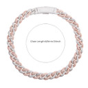 Rose & White Gold Flooded Iced Clasp 20mm Hip Hop Two Tone Miami Cuban Link Chain Necklace