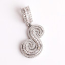 Street Melody | White Yellow Gold Iced Cursive Initial Letter Baguette Pendant Chain