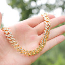 3A Flooded Ice 11mm Solid Baguette 24k Yellow 18k White Gold Miami Cuban Link Chain