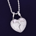 3A Flooded Ice Key To My Heart Lock Double Pendant Hip Hop Chain Necklace