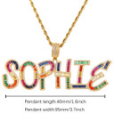 Flooded Ice Candy Colored Baguette Custom Name Plate Hip Hop Pendant Chain Necklace