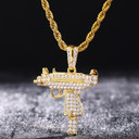 Flooded Ice 5A Prong Set Uzi Machine Hip Hop Pendant Chain Necklace