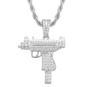 Flooded Ice 5A Prong Set Uzi Machine Hip Hop Pendant Chain Necklace