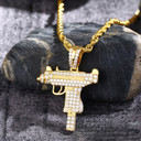 Flooded Ice 5A Prong Set Uzi Machine Hip Hop Pendant Chain Necklace