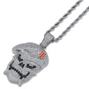 Flooded Ice Skull White Gold Black Ops Hip Hop Pendant Chain Necklace