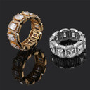 Flooded Ice White Yellow Gold Four Prong Baguette Claw Street Wear Bling Rings