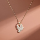 Ladies .925 Sterling Silver Spiritual Peace Dove Impression 3A Simulate Diamond Stone Necklace