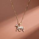 Ladies Fine Jewelry 3A Simulate Diamond .925 Sterling Silver Horse Pendant Necklace