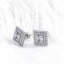 Iced Baguette .925 Solid Sterling Silver Hip Hop Square Cut Earrings