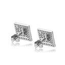 Iced Baguette .925 Solid Sterling Silver Hip Hop Square Cut Earrings