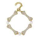 Ladies New Bone & Pearl Simulate Diamond Bling Street Wear Bracelet