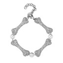 Ladies New Bone & Pearl Simulate Diamond Bling Street Wear Bracelet