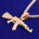 White Yellow Gold Chopper City Flooded Ice Ak 47 Hip Hop Pendant Chain Necklace